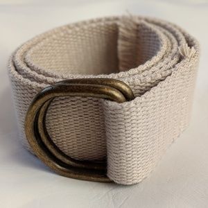 Woven Beige Double D ring belt